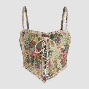 Floral Lace-Up Corset Top